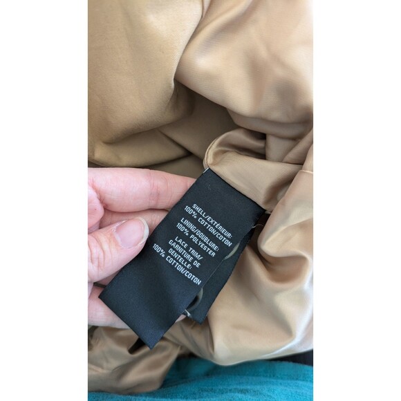 7 for All Mankind Trench Coat M Crochet Trim Boho Cottage Double Breasted NWOT - Picture 9 of 13